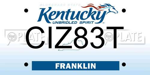 CIZ83T Kentucky License Plate