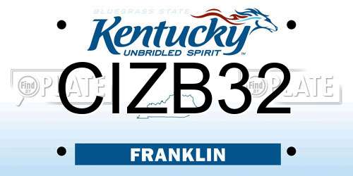 CIZB32 Kentucky License Plate