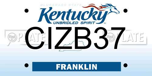CIZB37 Kentucky License Plate