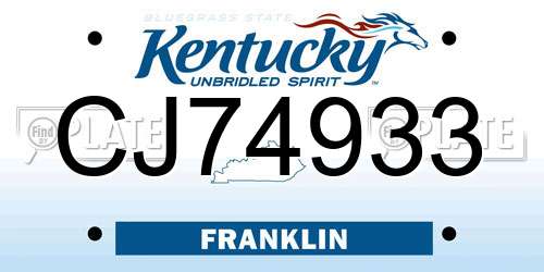 CJ74933 Kentucky License Plate