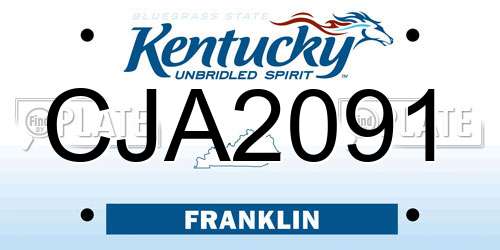 CJA2091 Kentucky License Plate