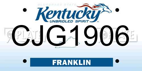 CJG1906 Kentucky License Plate