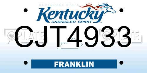 CJT4933 Kentucky License Plate
