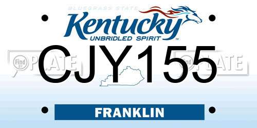CJY155 Kentucky License Plate