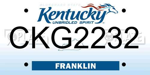 CKG2232 Kentucky License Plate