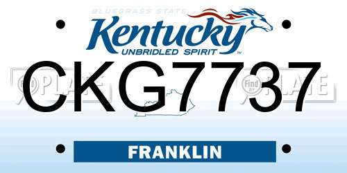 CKG7737 Kentucky License Plate