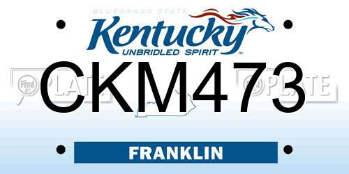 CKM473 Kentucky License Plate