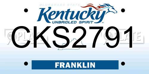 CKS2791 Kentucky License Plate