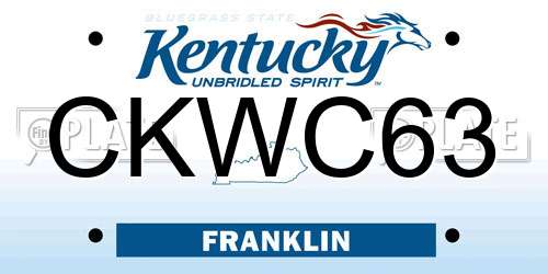 CKWC63 Kentucky License Plate