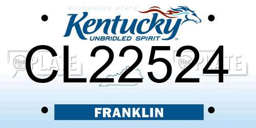 CL22524 Kentucky License Plate
