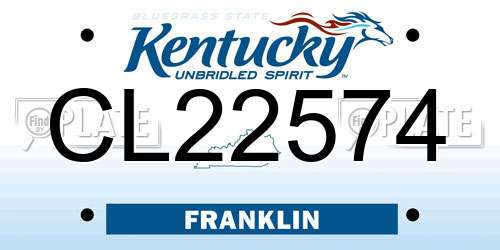 CL22574 Kentucky License Plate