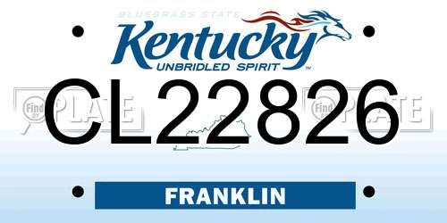 CL22826 Kentucky License Plate