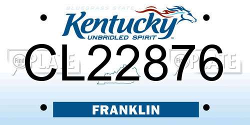 CL22876 Kentucky License Plate