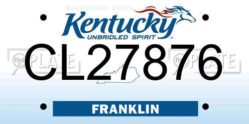 CL27876 Kentucky License Plate