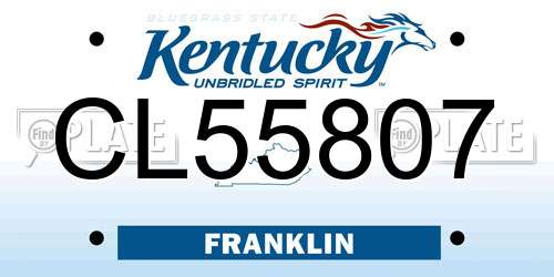 CL55807 Kentucky License Plate