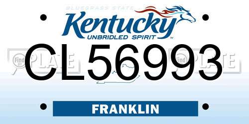 CL56993 Kentucky License Plate