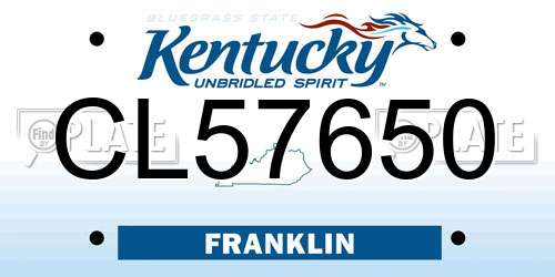 CL57650 Kentucky License Plate