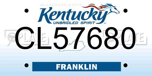 CL57680 Kentucky License Plate
