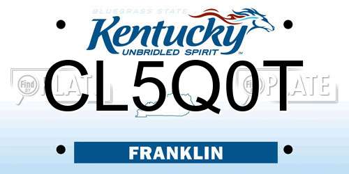 CL5Q0T Kentucky License Plate