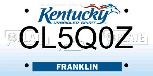 CL5Q0Z Kentucky License Plate