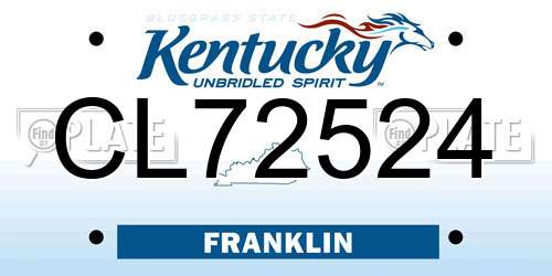 CL72524 Kentucky License Plate