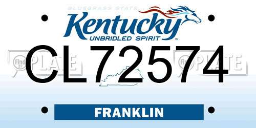 CL72574 Kentucky License Plate