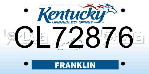 CL72876 Kentucky License Plate