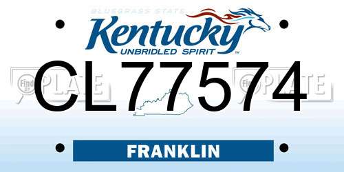 CL77574 Kentucky License Plate