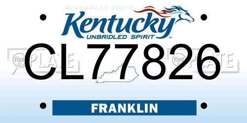 CL77826 Kentucky License Plate