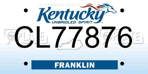 CL77876 Kentucky License Plate