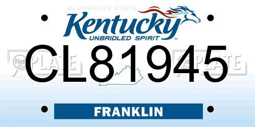 CL81945 Kentucky License Plate
