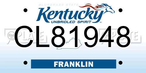 CL81948 Kentucky License Plate