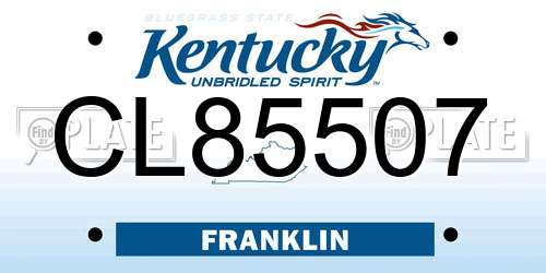 CL85507 Kentucky License Plate