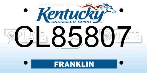CL85807 Kentucky License Plate