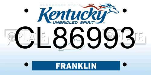 CL86993 Kentucky License Plate