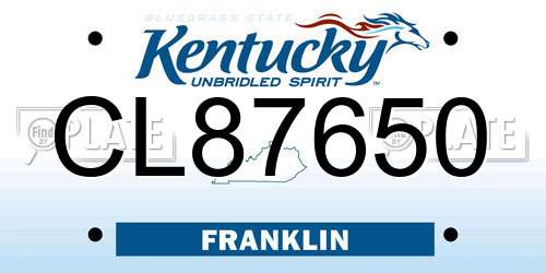 CL87650 Kentucky License Plate