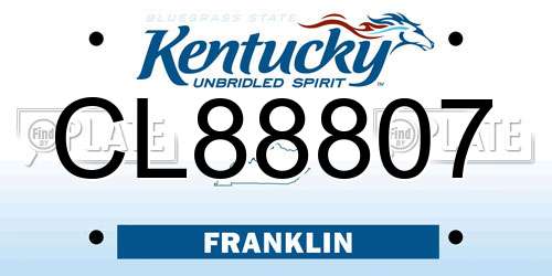 CL88807 Kentucky License Plate