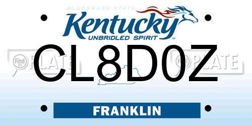 CL8D0Z Kentucky License Plate