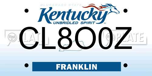 CL8O0Z Kentucky License Plate