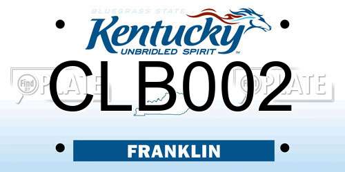 CLB002 Kentucky License Plate