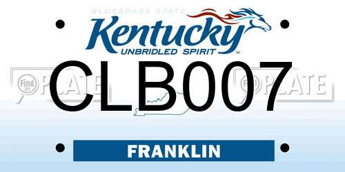 CLB007 Kentucky License Plate