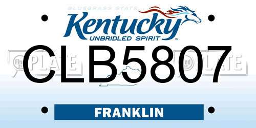 CLB5807 Kentucky License Plate