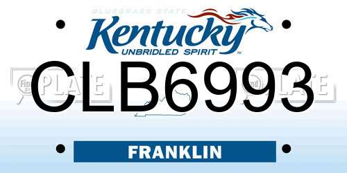 CLB6993 Kentucky License Plate