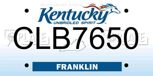 CLB7650 Kentucky License Plate