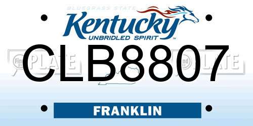 CLB8807 Kentucky License Plate