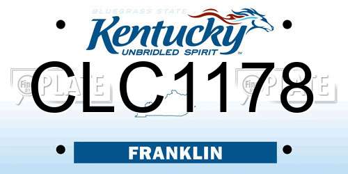 CLC1178 Kentucky License Plate