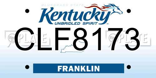 CLF8173 Kentucky License Plate