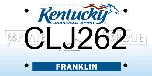 CLJ262 Kentucky License Plate
