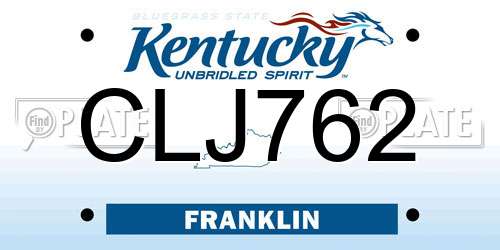 CLJ762 Kentucky License Plate