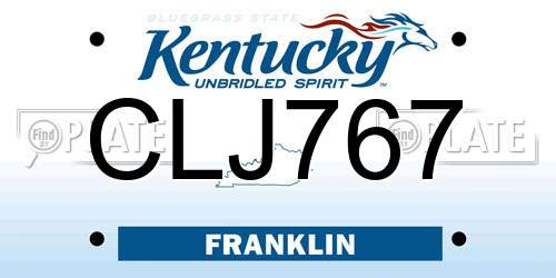 CLJ767 Kentucky License Plate